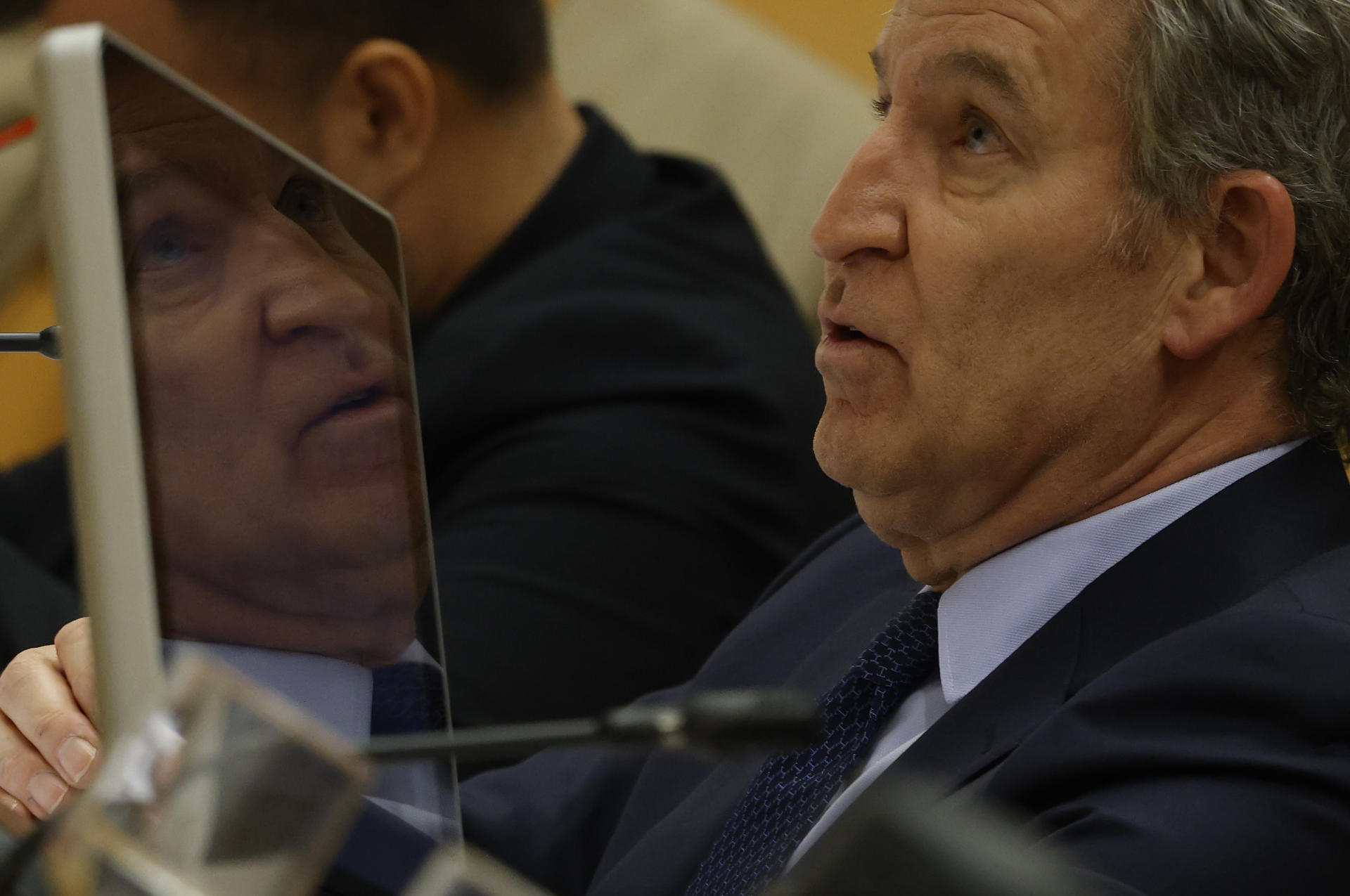 Feijóo, en un moment de la declaració al congrés espanyol (fotografia: EFE / JJ Guillén).