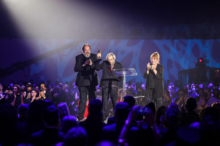 Tomàs Pladevall, en rebre el Gaudí d'honor l'any 2022 (fotografia: ACN)