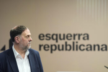 Oriol Junqueras i Salvador Illa en la presentació de la línia orbital ferroviària (fotografia: ACN.)