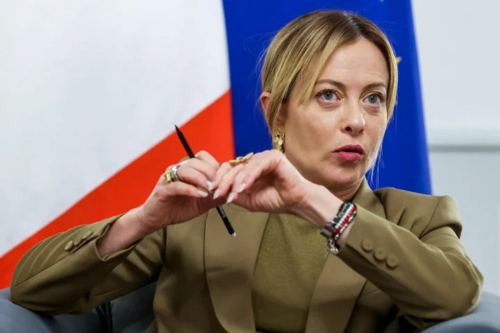 La primera ministra italiana, Giorgia Meloni, en un acte a a Roma, aquest febrer (fotografia: Alessia Pierdomenico/Bloomberg).