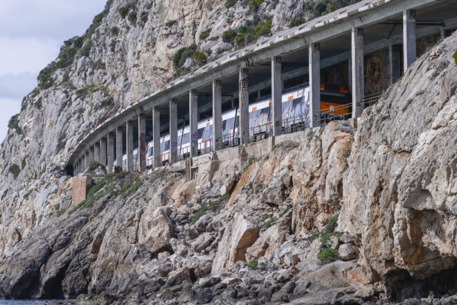 La línia R2 Sud, entre Sitges i Garraf, en obres, a vista de dron