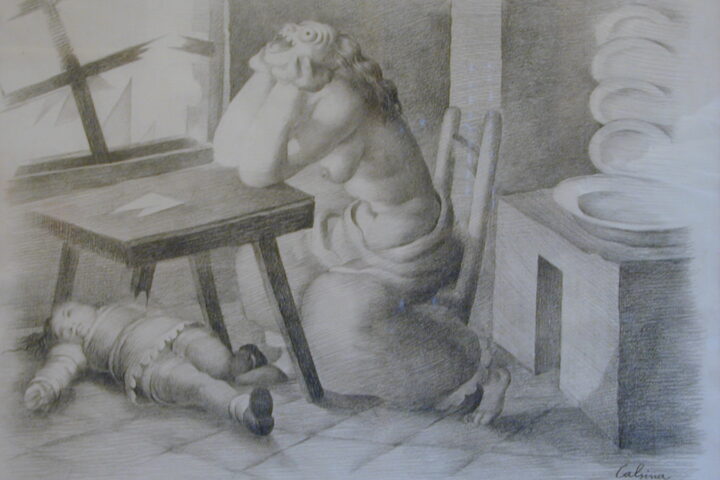 'Bombardeig I', 1938. Llapis París sobre paper. 48 cm x 64 cm. Col·lecció Fundació Ramon Calsina.