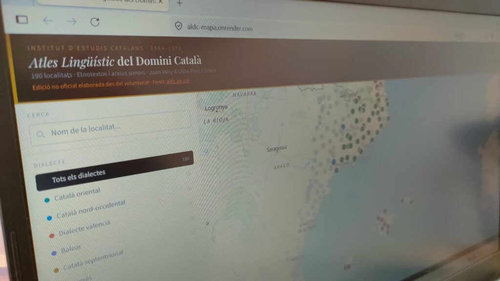 El mapa de l’Atles Lingüístic del Domini Català que Puigdemont ha fet amb IA