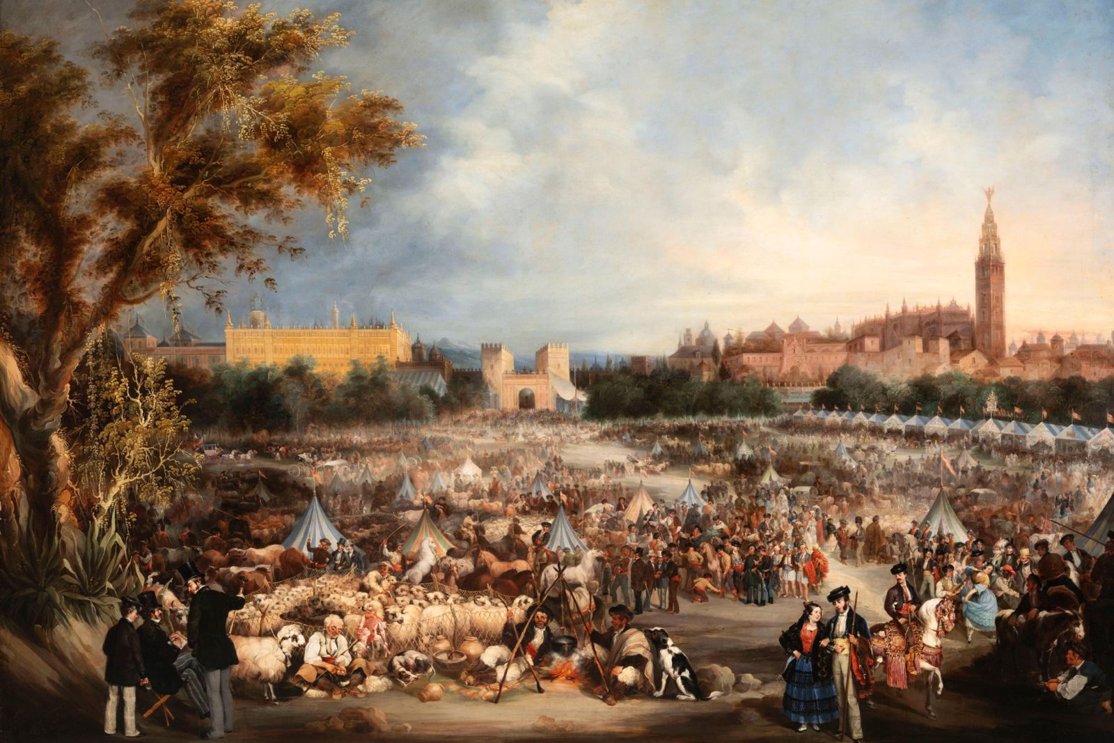 'La Feria de Sevilla' (1852), d'Andrés Cortés y Aguilar, exposat al Bilbao Museoa.