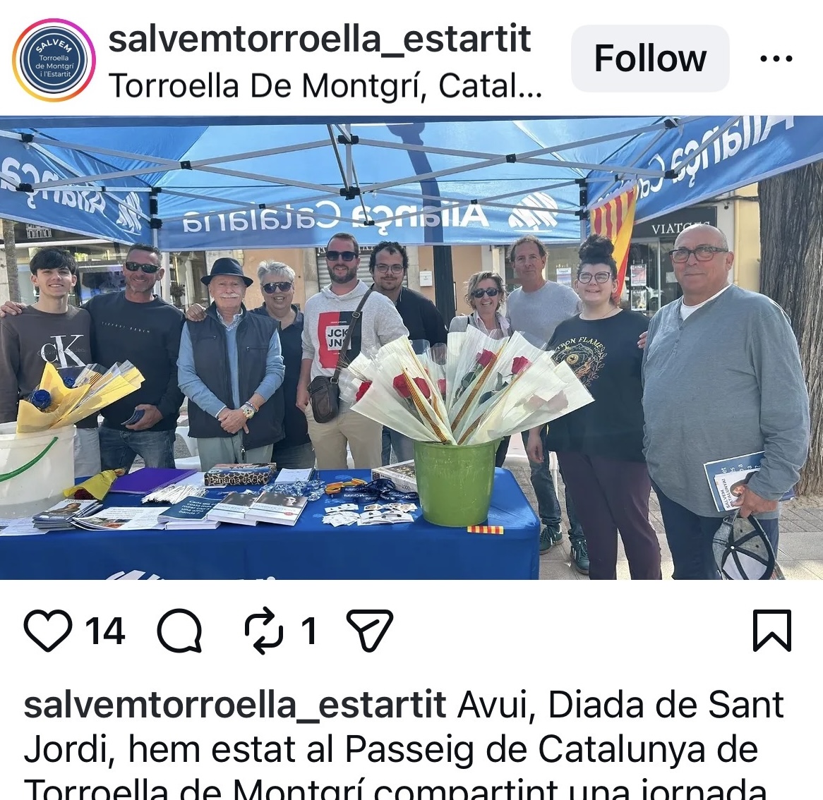 Captura de pantalla de l'Instagram d'Aliança Catalana que mostra la parada des d'on es van proferir insults racistes.