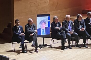 Els presidents de la Generalitat, en l'acte d'ahir.