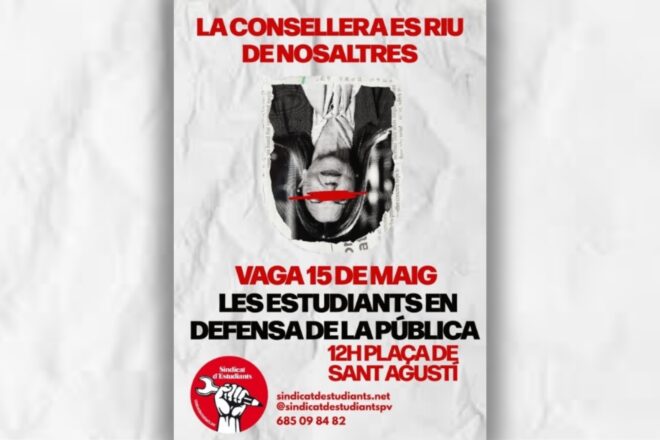 “Aquesta setmana és històrica”: el Sindicat d’Estudiants s’afegeix a la vaga i a la manifestació d’avui en suport dels prorofessors