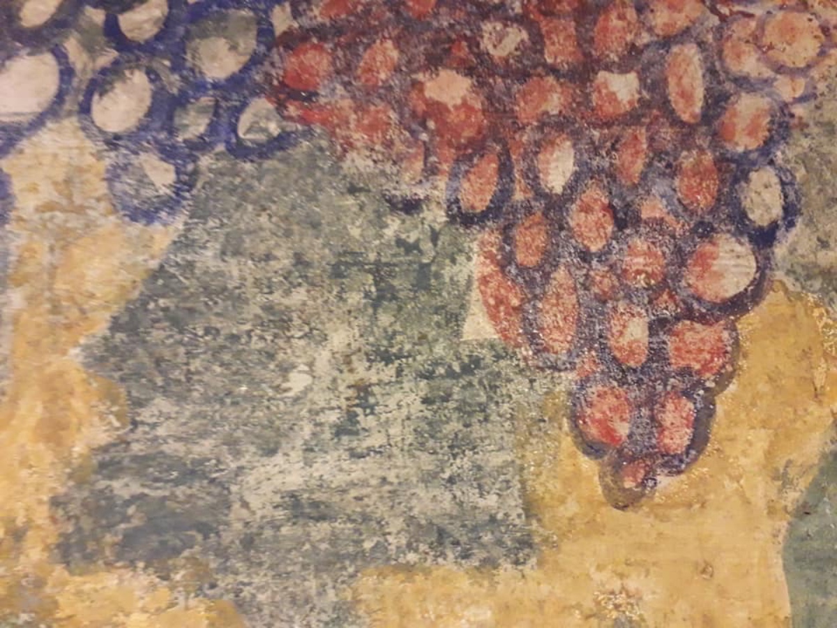 Detall d'un dels murals del celler de les Galeries Laietanes, que es mostra al Vinseum.