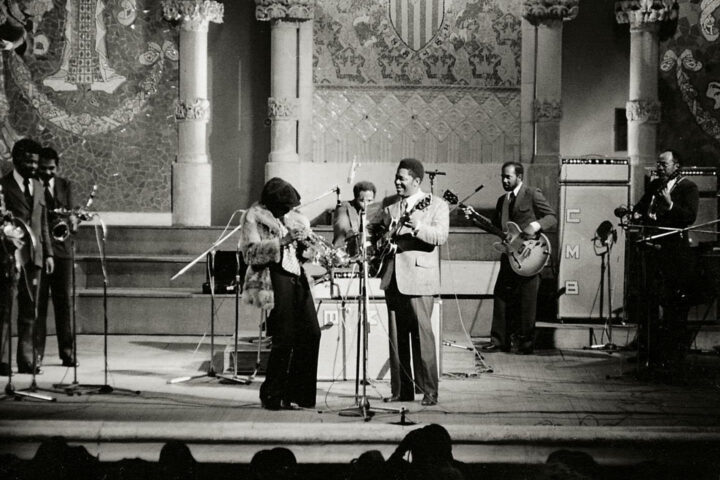 Miles Davis i B.B.King el 1973 al Palau de la Música Catalana, fotografia de Josep Moya-Angeler