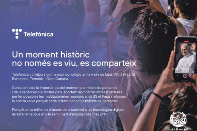 Telefònica paga un anunci per la visita del papa farcit de faltes en català