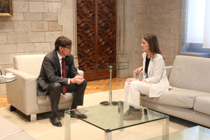Salvador Illa i Jéssica Albiach, ahir, al Palau de la Generalitat (fotografia: ACN).