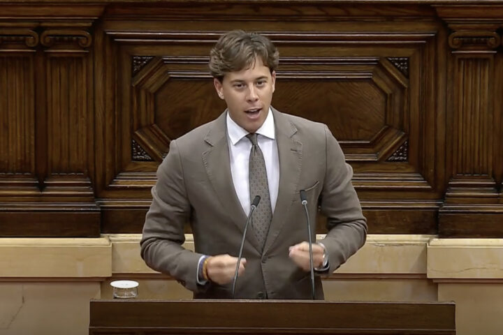 Alberto Tarradas, en un moment del parlament.