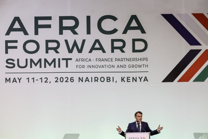El president francès, Emmanuel Macron, intervé a la cimera Africa Forward a Nairobi, la capital de Kènia, dilluns (fotografia: Daniel Irungu/Efe).