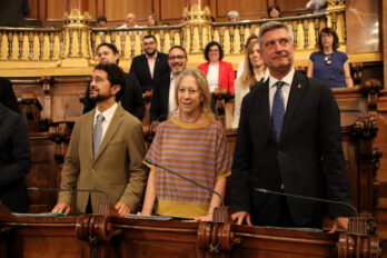 Membres de l'actual grup municipal de Junts a l'Ajuntament de Barcelona (fotografia: ACN).