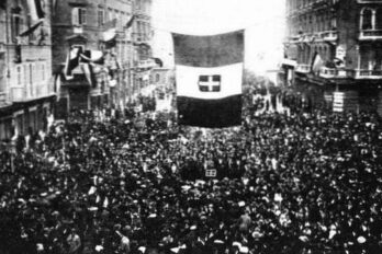 Una manifestació pro-italiana a primers dels segle XX a Fiume-Rijeka, avui part de Croàcia.