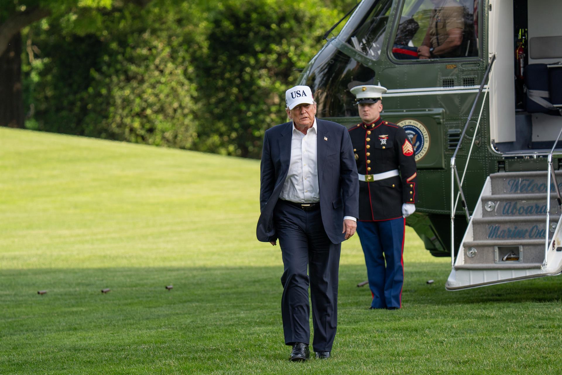 El president dels Estats Units, Donald Trump, torna a la Casa Blanca després d’un viatge a la Xina el 15 de maig de 2026 (fotografia: Europa Press/Andrew Leyden).