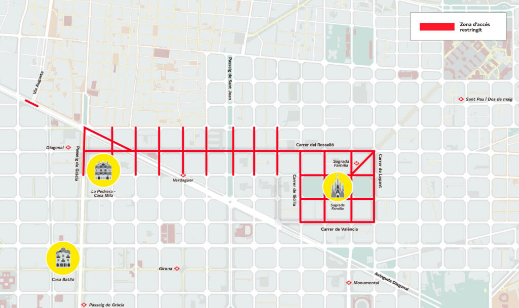 Les afectacions al voltant de la Sagrada Fam&iacute;lia.