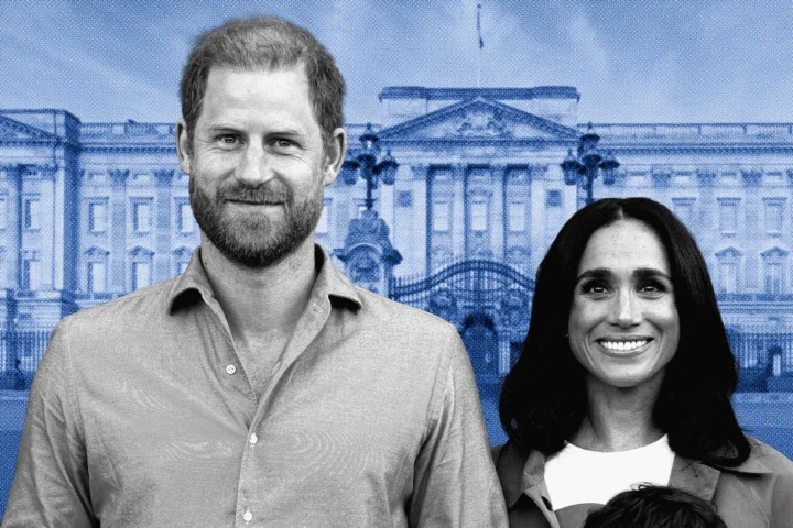 Fotomuntatge del príncep Enric i la seva dona, Meghan Markle (fotografia: Michelle Kondrich/The Washington Post).