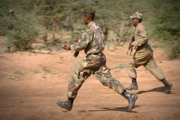Soldats etíops durant un exercici militar, en una imatge d'arxiu (fotografia: Eric A. Clement/Wikimedia Commons).