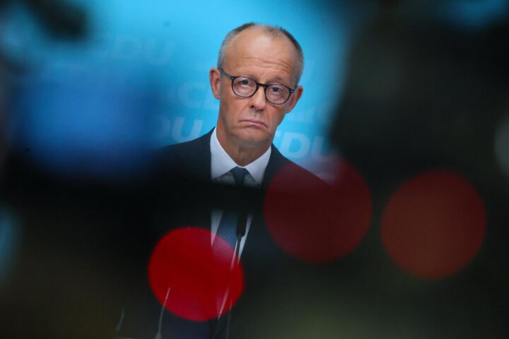 Friedrich Merz en un moment de la compareixença (fotografia: EFE / EPA / Hannibal Hanschke).