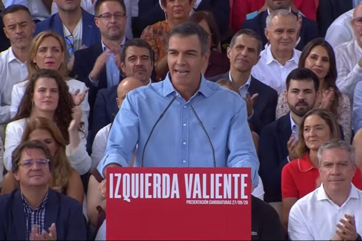El president del govern espanyol, Pedro Sánchez, en un acte del PSOE a Getafe, avui.