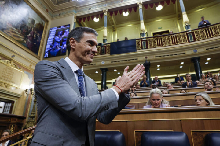 Pedro Sánchez durant la sessió de divendres (fotografia: J. J. Guillén).
