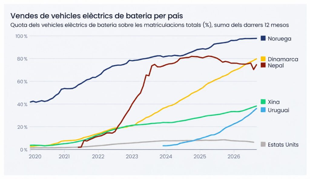 Noruega i Dinamarca encapçalen mundialment el grau d’electrificació (imatge: Ember).