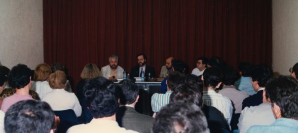 Presentació del llibre l'any 1989. D'esquerra a dreta: Jesús Huguet, Germà Ramírez, Alfons Llorenç i Josep Albinyana