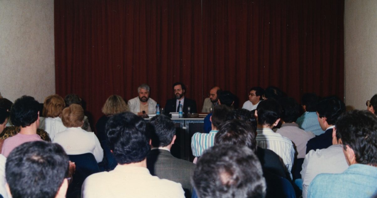 Presentació del llibre l'any 1989. D'esquerra a dreta: Jesús Huguet, Germà Ramírez, Alfons Llorenç i Josep Albinyana