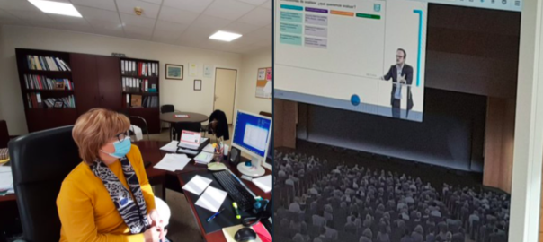 La directora mèdica de l'Hospital d'Ontinyent, M. José Dasca, ha participat en l'acte telemàtics de lliurament dels premis