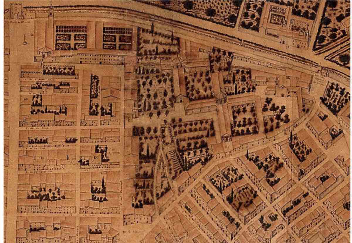 Hospital General de València en el plànol de Tomás Tosca, any 1704. AHMV