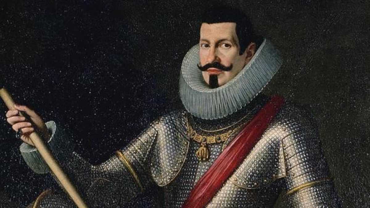 Fragment del retrat del virrei de Sicília i Duc d’Osuna de 1615, quan tenia 40 anys, atribuït al pintor reial Bartolomé González y Serrano. En el moment d’emetre el passaport a Zara en tenia 35